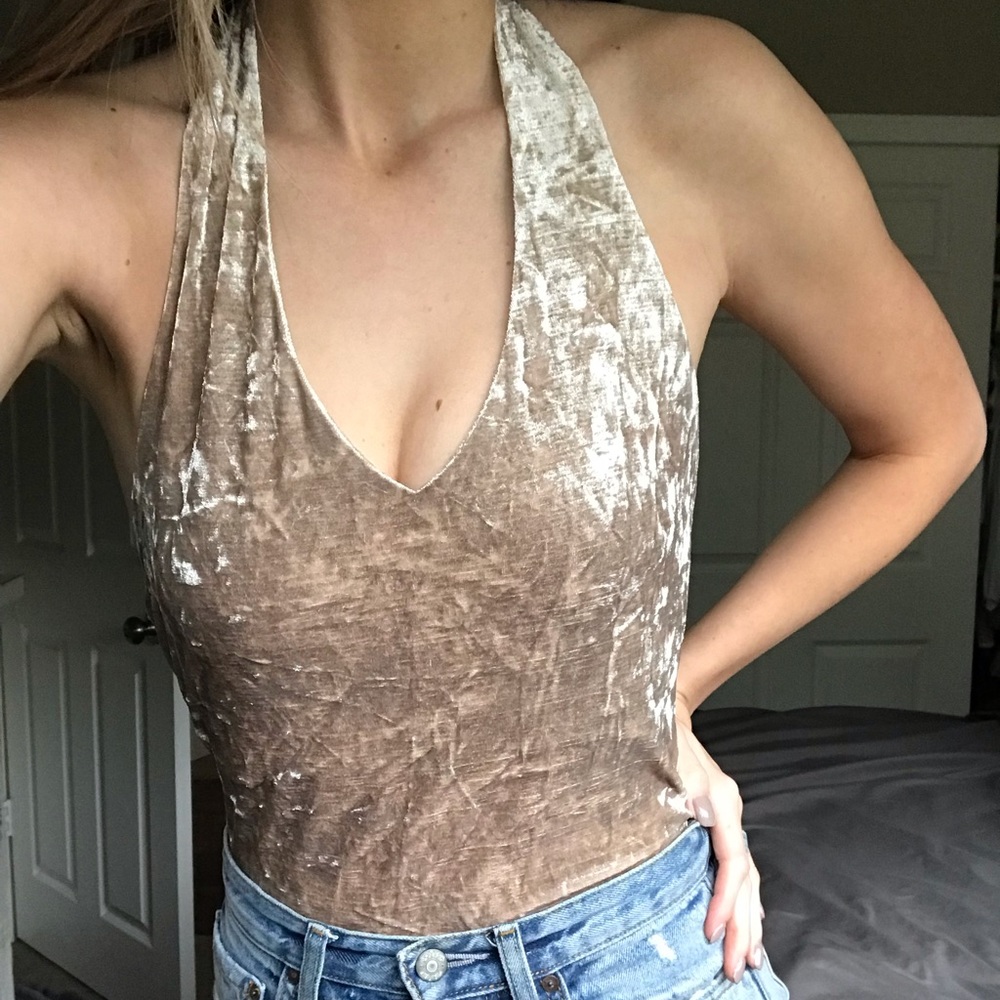 Velvet Halter BodySuit ♥︎